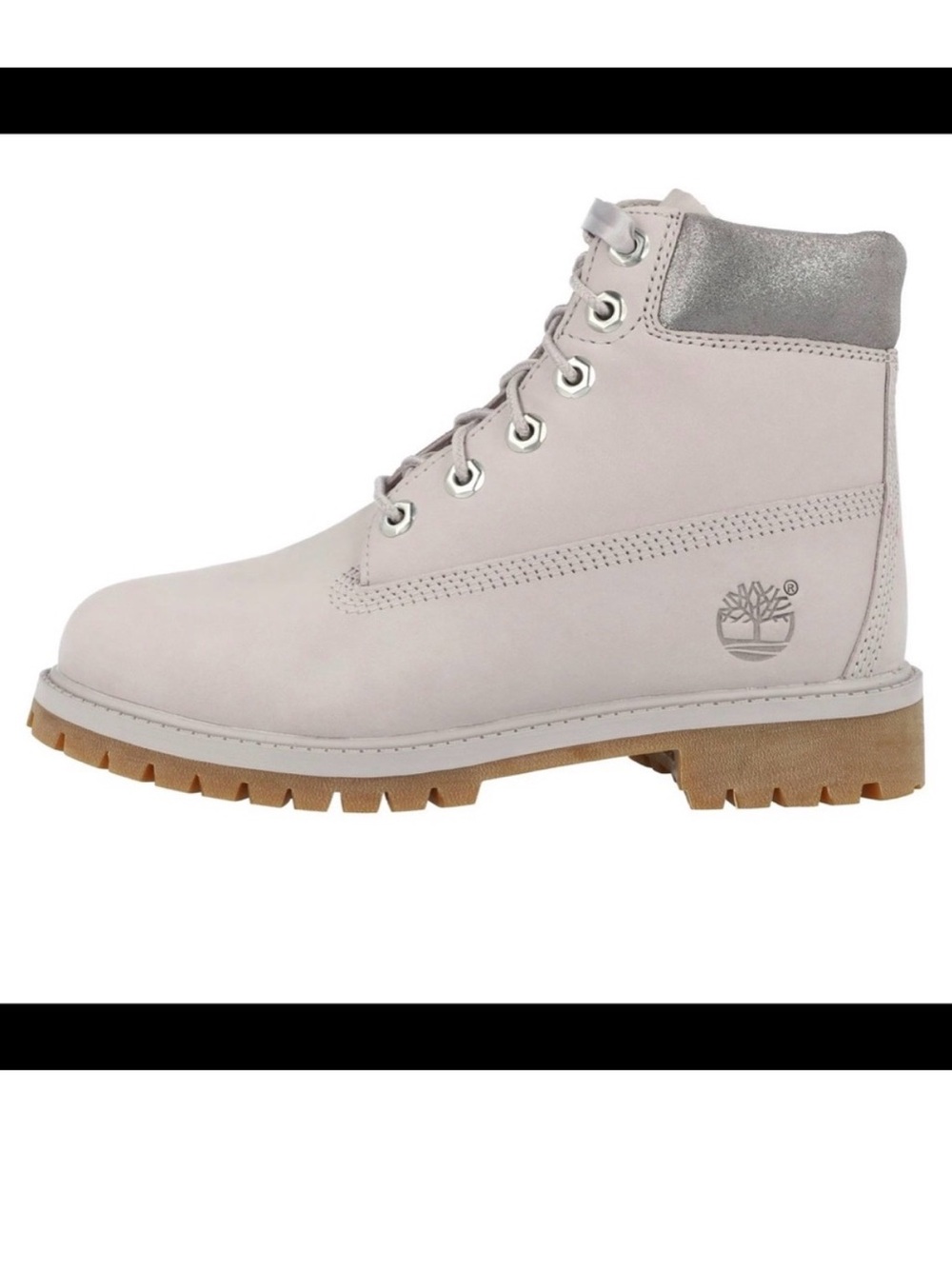 Timberland Women's Light Purple Lace-Up Boot with Metallic Collar